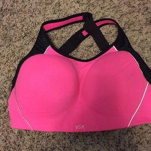 VSX sports bra! Bright pink with black outlining!